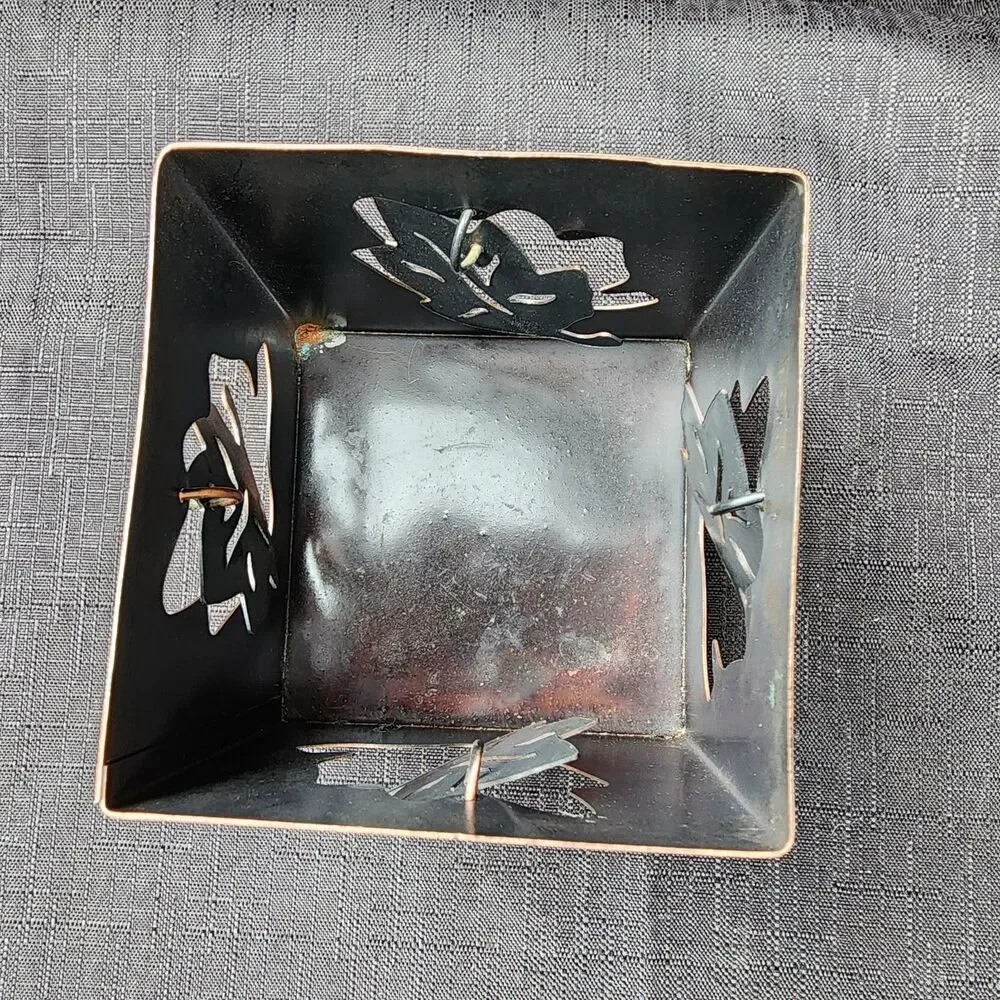 Autumn Leaf Tealight Votive  Candle Holder Copper Tone  Fall Harvest Decor